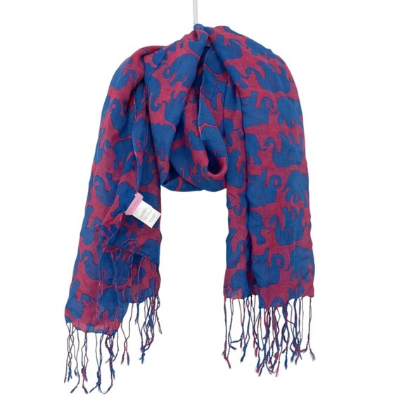 Lilly Pulitzer Silk&Cashmere Elephant Print Scarf  27''X74'' Multifuntional Wrap - Picture 4 of 12